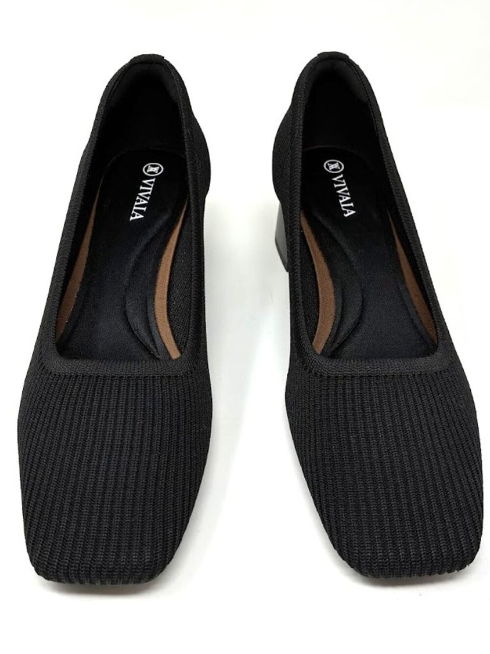 VIVAIA Megan Black Square Toe Block Heel Pumps EU 39 US 8.5